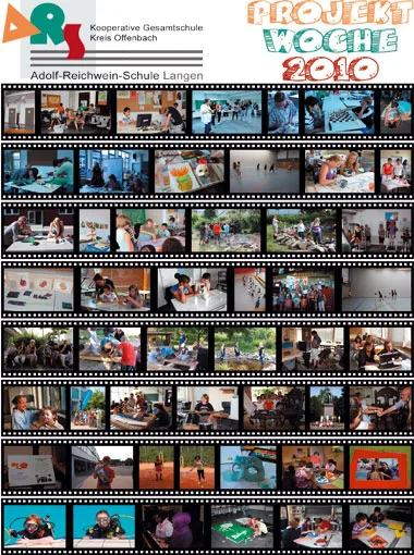 Eine Bildtafel der Projektwoche 2010 mit vielen kleinen Aufnahmen aus den einzelnen Projekten.